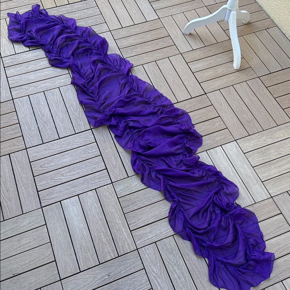 Ralph Lauren collection purple gathered ruched silk scarf wrap cover up - Picture 5 of 6